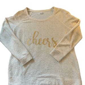 Maurices CHEERS Textured Sweater Top 1X/16W-18W Sparkles Scoop Neck Cream Gold
